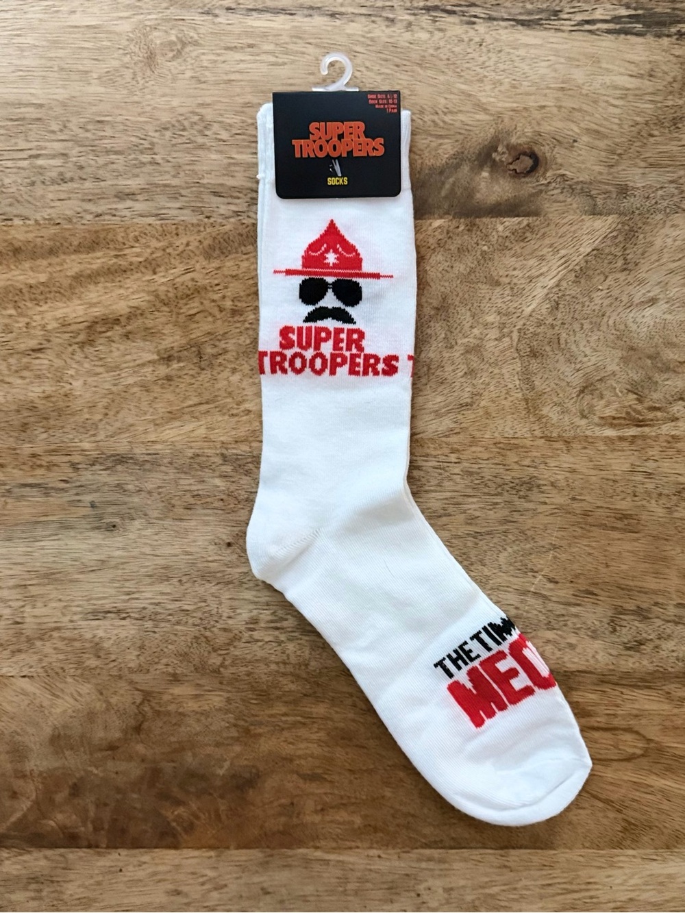 5/$20 NEW Adult Super Troopers The Time Is Meow Socks